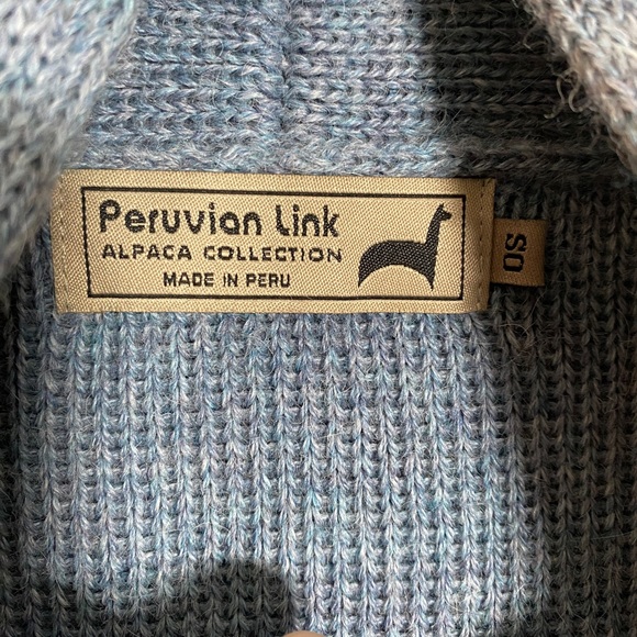 Peruvian Link 100% Alpaca Sweater Cardigan in Blue with pockets NWOT - Picture 6 of 9